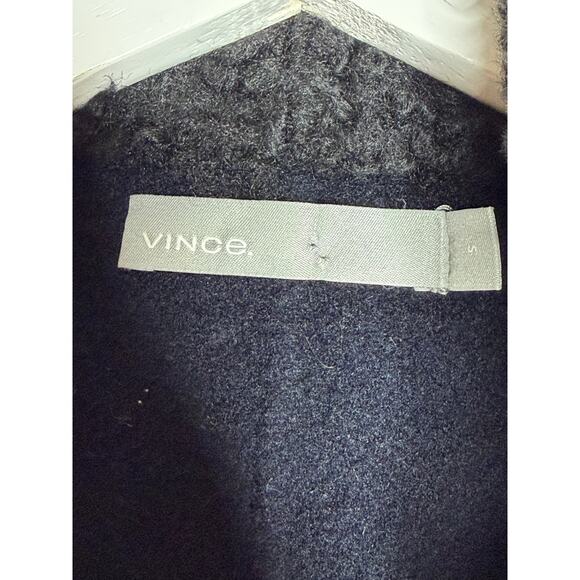 Vince Shearling Collar Double Faced Wool Jacket Size Small Motorcycle Rocker - Picture 10 of 11